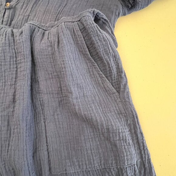 Knox Rose Womens Navy Blue Gauze V-Neck Romper Shorts Size L Puff Sleeve - Picture 11 of 16